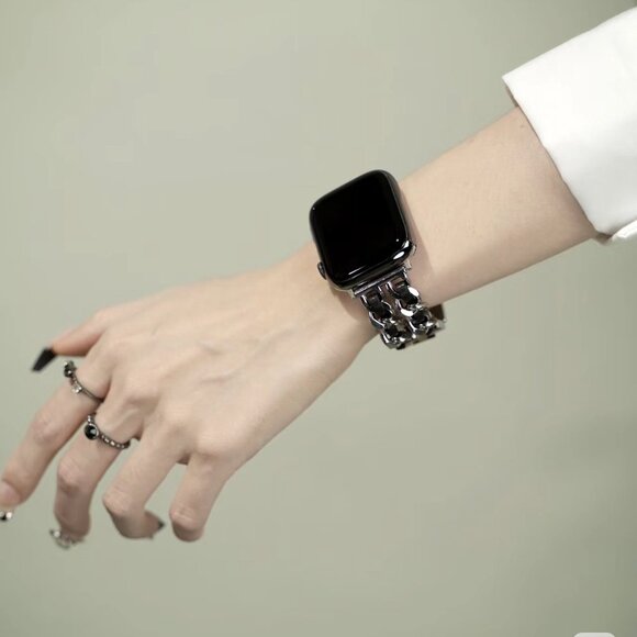 Apple Watch Band Luxury Adjustable Stylish Strap Silver Stainless Chain Band - Picture 5 of 7